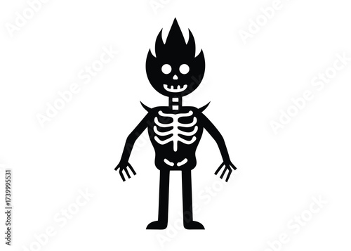 skeleton flame bone silhouette vector icon