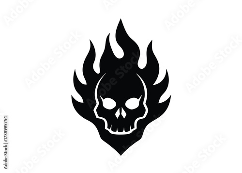 skeleton flame skull silhouette vector icon