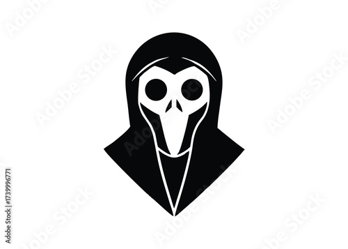skeleton raven mask silhouette vector icon