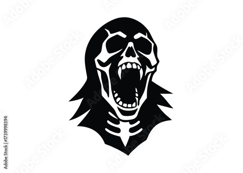 skeleton scream bone silhouette vector icon