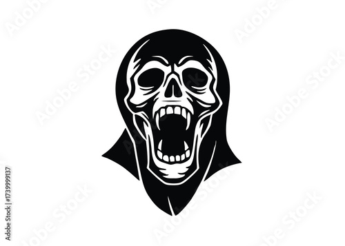 skeleton scream skull silhouette vector icon
