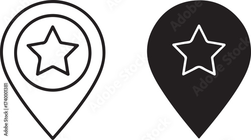 Vector art of favorite location icon vector design location pin with star symbol for map pointer, navigation, and travel best place marker for web and mobile app interface on