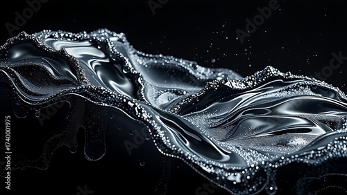 A mesmerizing material that is both flowing liquid and shimmering solid, contained within a force field.