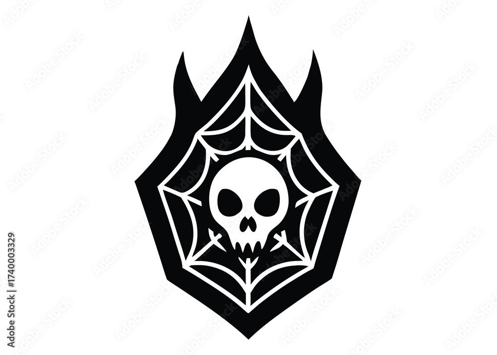 Obraz premium skeleton web flame silhouette vector icon