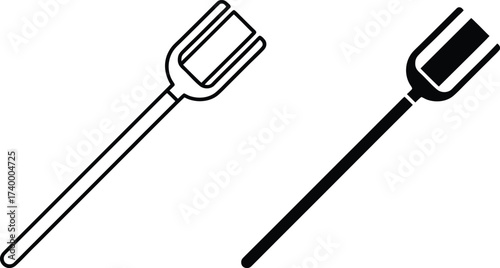 Two wide-headed forks, one outlined and one solid black utensil kitchen