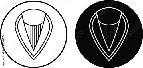 Abstract Harp Or Lyre Icons In Outline And Solid Black On White Keywords: harp, lyre, musical