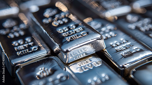 Shiny silver bullion bars