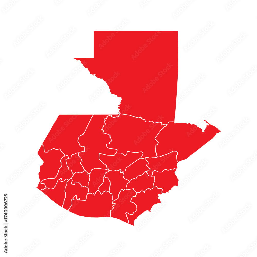 Fototapeta premium Abstract Red Guatemala Map with Cities
