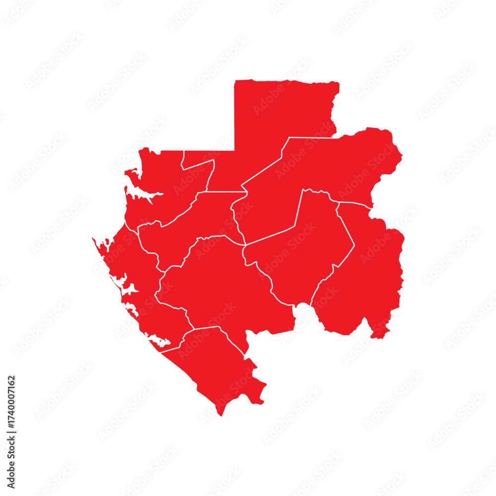 Obraz premium Abstract Red Gabon Map with Cities