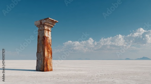 Wallpaper Mural Rusted Steel Column Inspired by Greek Parthenon Standing Alone in Vast Open Landscape Torontodigital.ca