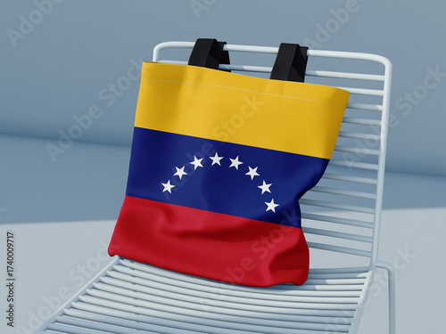 The bag on the chair with the flag of Venezuela 3D Rendering