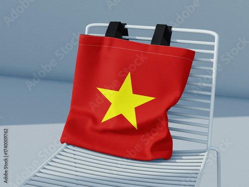The bag on the chair with the flag of Vietnam 3D Rendering