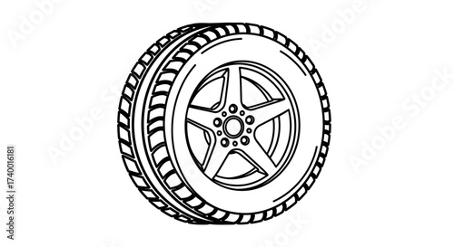 Car Wheel Icon – Tire Rim Automotive Symbol
