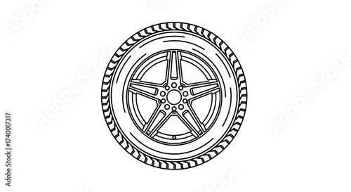 Car Wheel Icon – Tire Rim Automotive Symbol