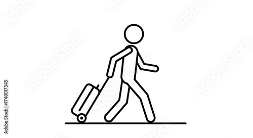 Traveler with Luggage Icon – Journey Tourism Trip Symbol