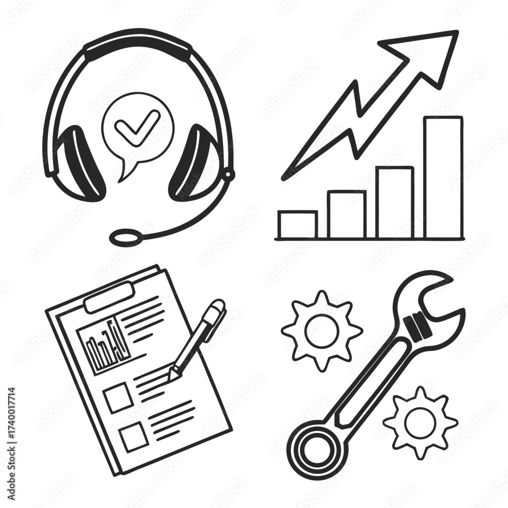 Fototapeta premium Business icons set black white style