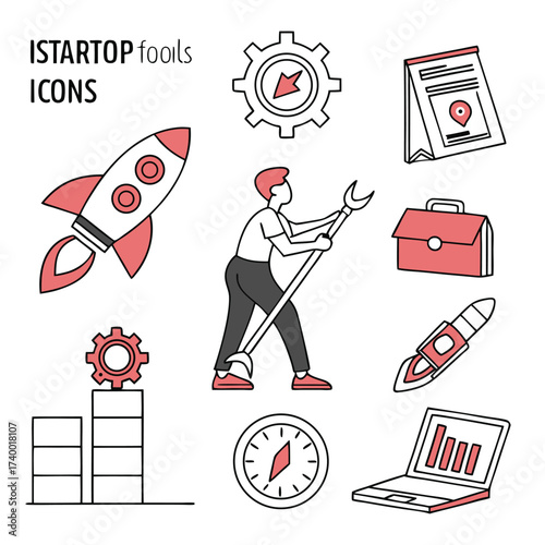 Business icons set for startups and entrepreneurs