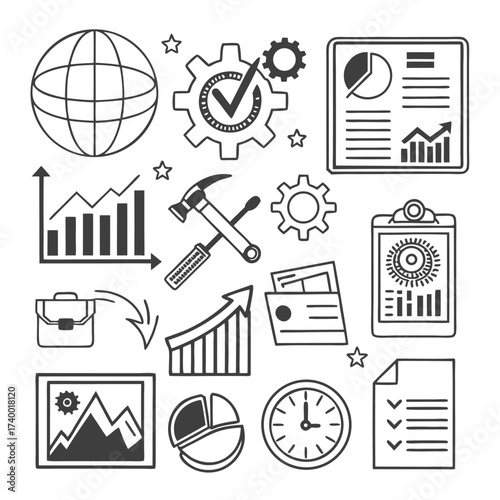 Business icons set for templates
