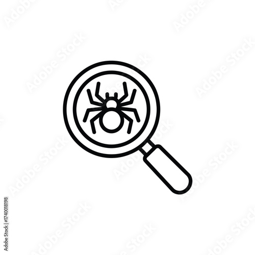 Magnifying glass inspecting a spider icon