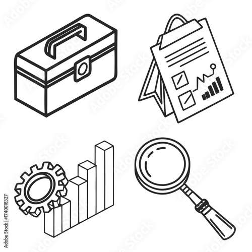 Business icons set illustrations