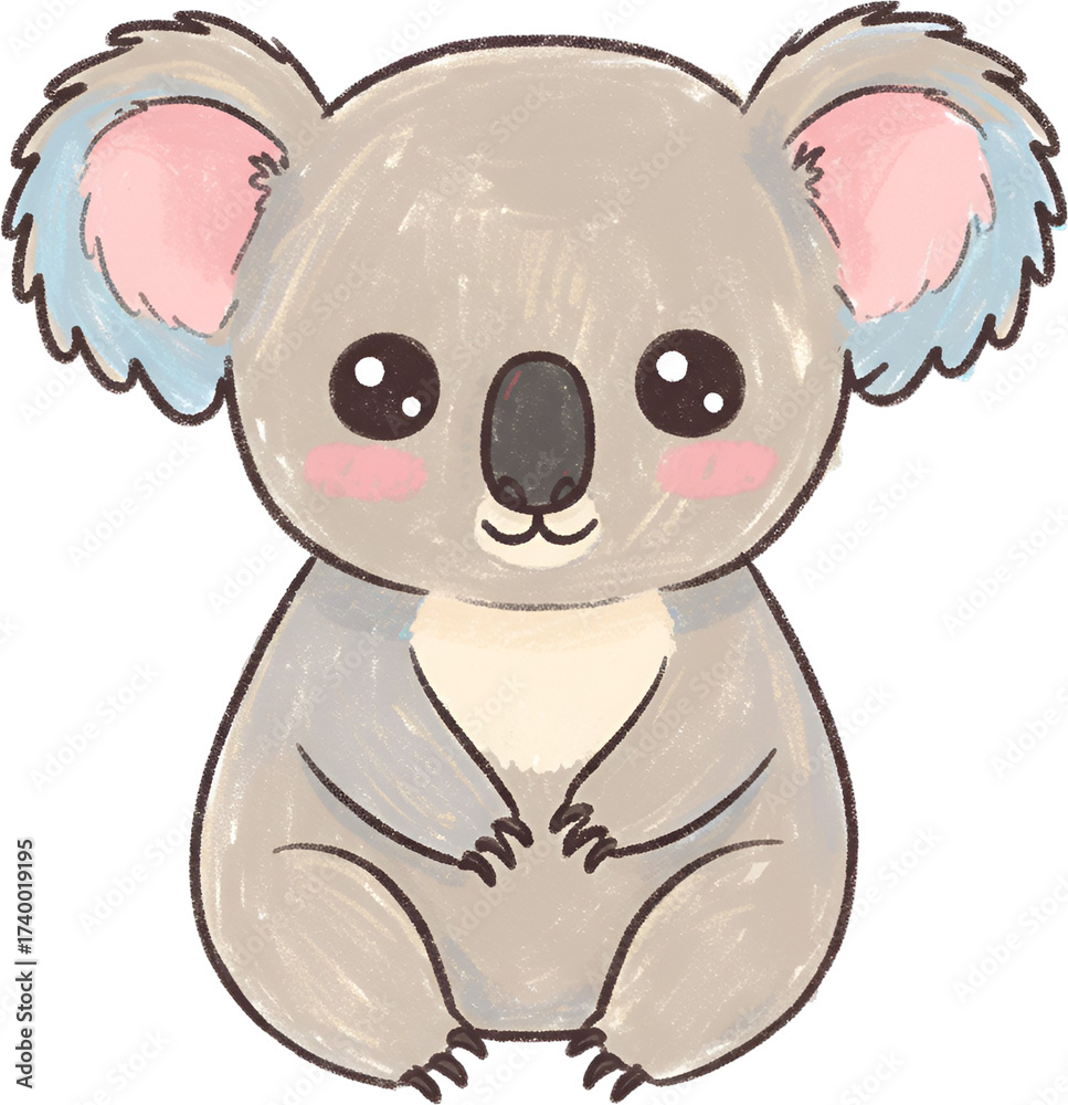 Fototapeta premium Koala Minimal Hand-Drawn Style Clipart PNG