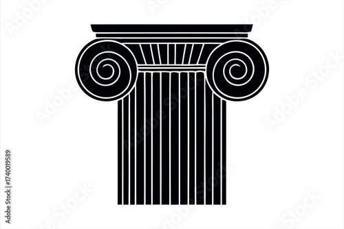 Black Ionic Column Capital with Volutes