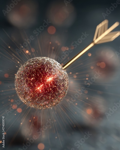 Delicate Golden Arrow Representing Targeted Therapy Concept in Abstract Art