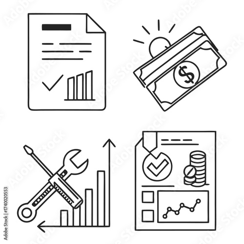 Business improvement line icons