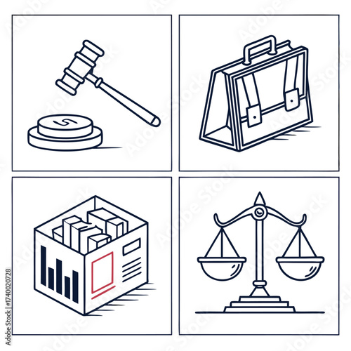 Business law icons illustration