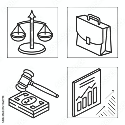 Business law icons illustration