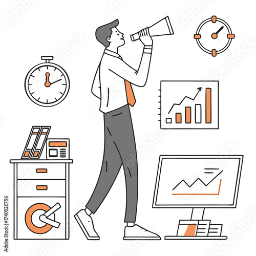Business leader with megaphone