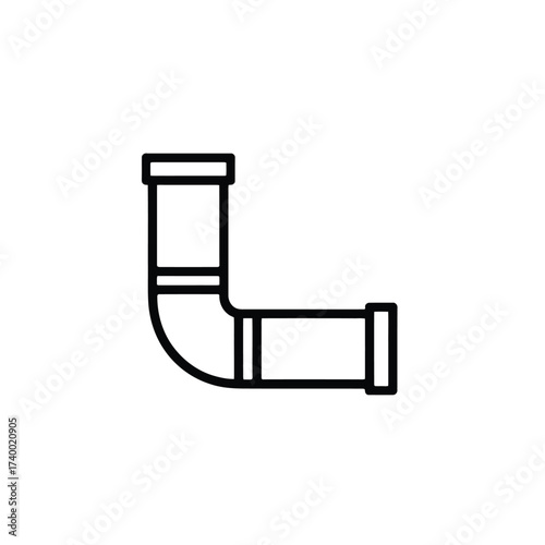 Simple line art icon of a plumbing elbow joint