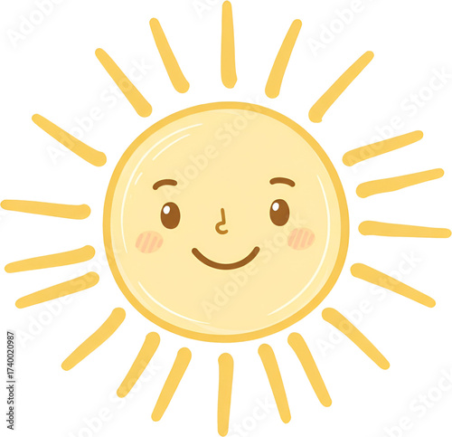 Cute Smiling Sun Character PNG Illustration