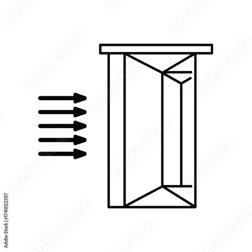 Diagram showing light rays impacting a window with multiple panes