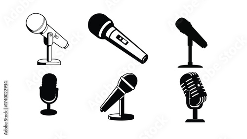 Classic microphone, Angled 3D vector icon presented in a bold new style