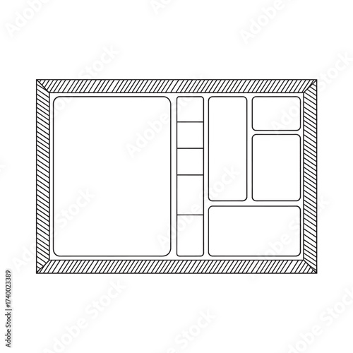 Hand drawn organizer with multiple compartments for storage and planning