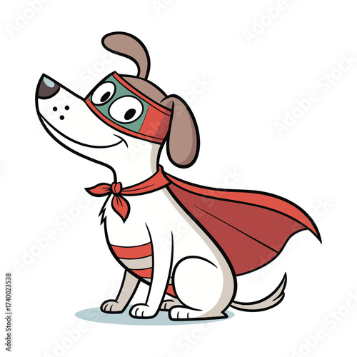 Cartoon Dog Wearing Silly Superhero Costume Illustration