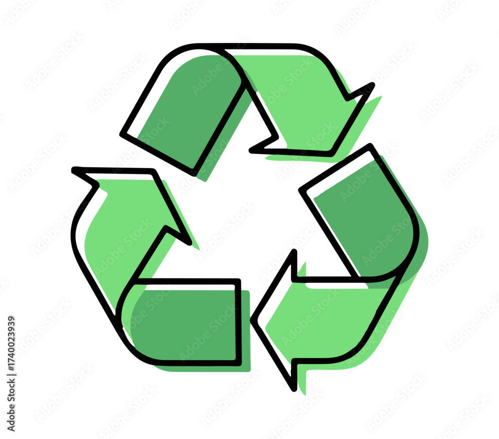 Obraz premium Recycling Symbol Icon – Green Loop for Sustainability, Waste Reduction, and Environmental Awareness