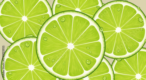 Lime slices with water droplets