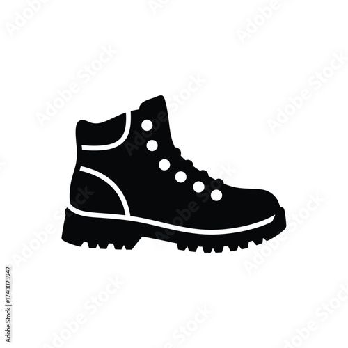 Black hiking boot icon footwear outdoor