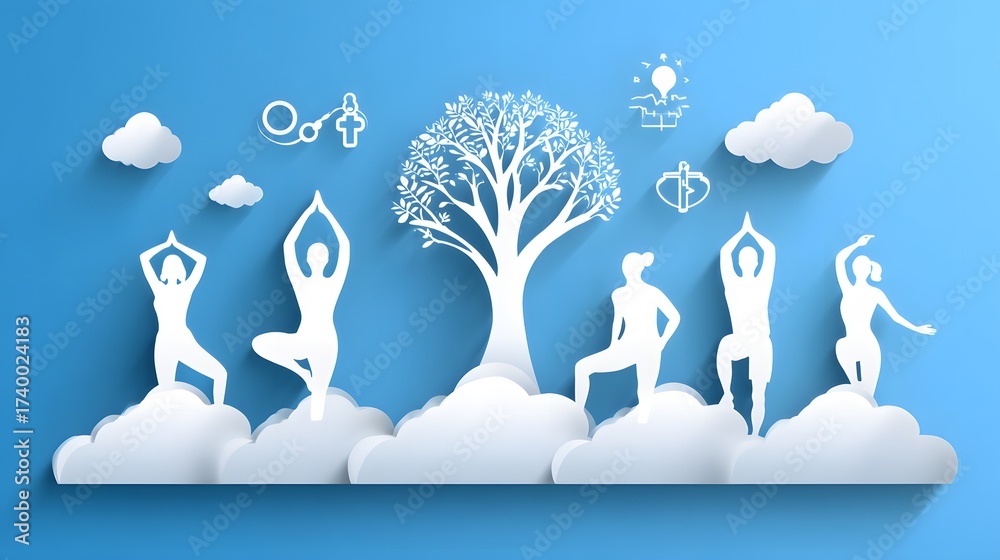 Obraz premium paper cut healthy lifestyle