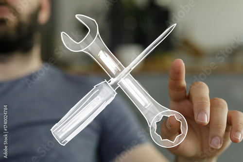 Stock photo of a man intera...