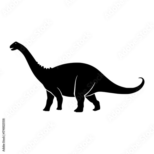 Striking silhouette of a sauropod dinosaur, perfect for educational materials and creative projects