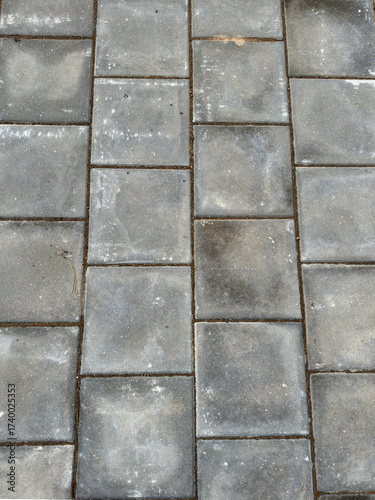 Wallpaper Mural A close-up view of gray concrete paving tiles arranged in a clean rectangular pattern for sidewalks or patios Torontodigital.ca