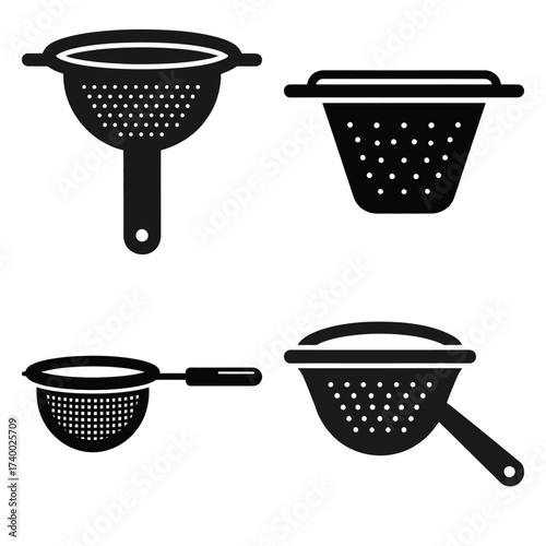 tea strainer  vector icons set isolated on white background