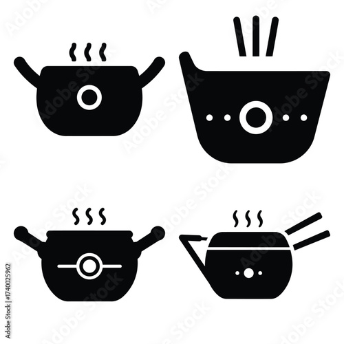wok  vector icons set isolated on white background