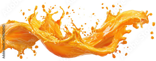 Vibrant orange juice splash against a black background (1)