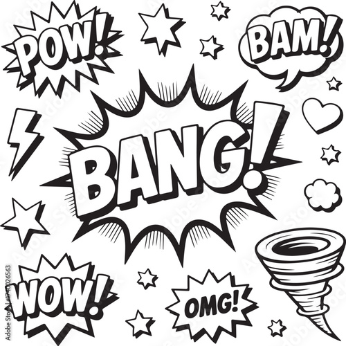Collection of playful hand drawn doodle icons for creative projects