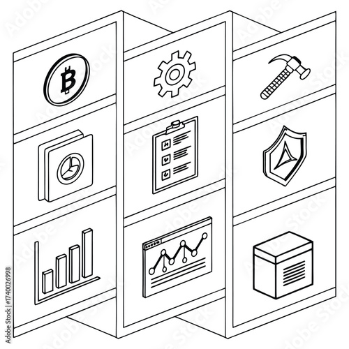Business icons isometric graphic design