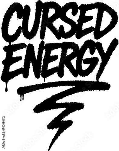 Cursed Energy – Graffiti Typography Vector in Bold Dripping Street Style, Urban Handstyle Letters for Sticker, Poster, and T-Shirt Design